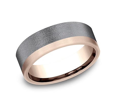 Benchmark Men's Wedding Bands 10 Men's Wedding Band, 6.5MM Tantalum and 14K Rose Gold
