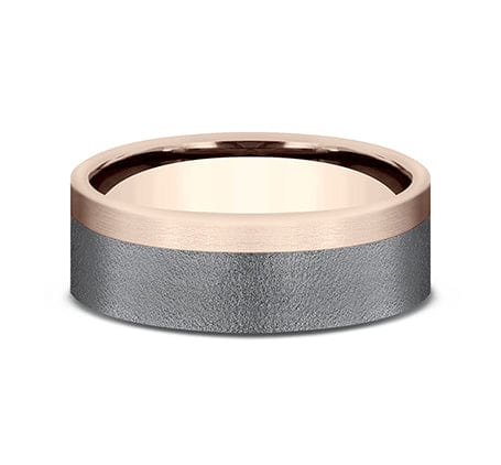 Benchmark Men's Wedding Bands 10 Men's Wedding Band, 6.5MM Tantalum and 14K Rose Gold