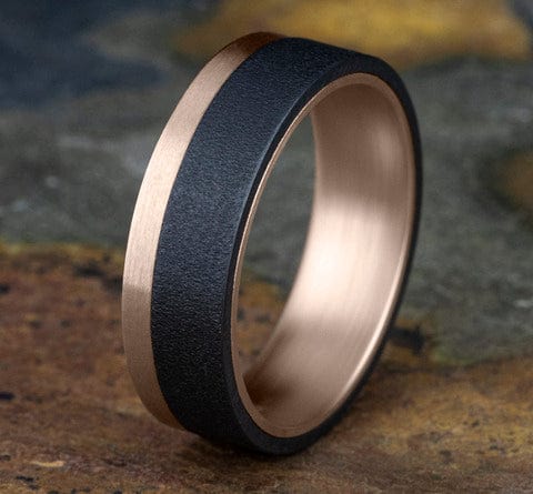 Benchmark Men's Wedding Bands 10 Men's Wedding Band, 6.5MM Tantalum and 14K Rose Gold