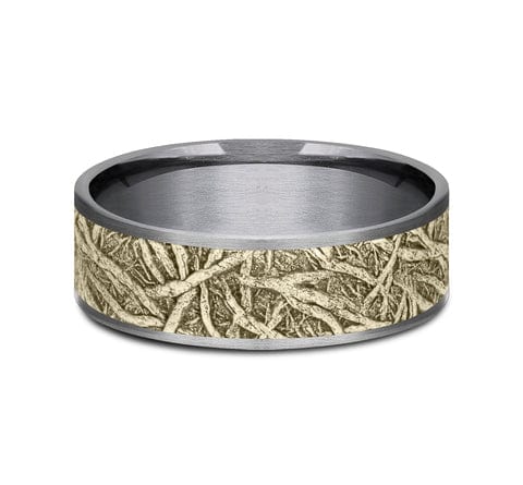 Benchmark Men's Wedding Bands 10 Men's Wedding Band, 7.5MM 14K and Tantalum Tree Root Design