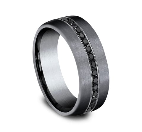 Men's Wedding Band, Darkened Tantalum with Black Diamonds