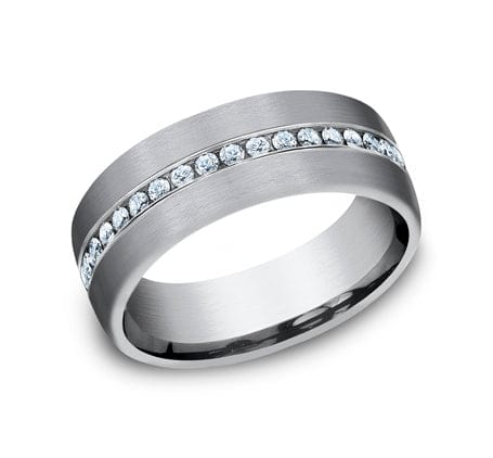 Benchmark Men's Wedding Bands 10 Men's Wedding Band, 7.5MM Tantalum with Lab Grown Diamonds