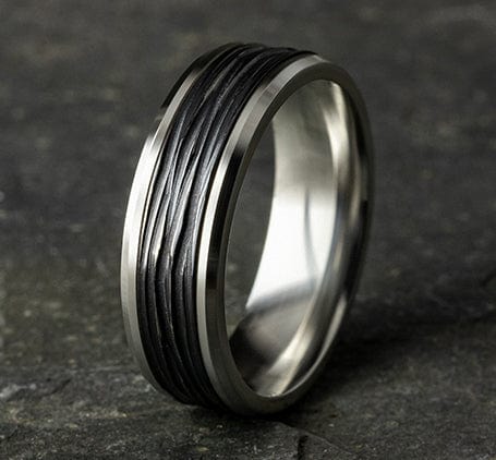 Benchmark Men's Wedding Bands 10 Men's Wedding Band, 7MM 14K White Gold and Black Titanium