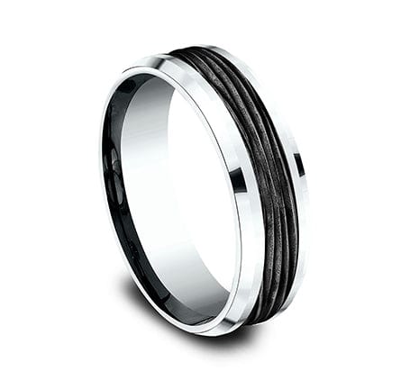 Benchmark Men's Wedding Bands 10 Men's Wedding Band, 7MM 14K White Gold and Black Titanium