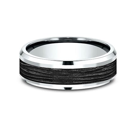Benchmark Men's Wedding Bands 10 Men's Wedding Band, 7MM 14K White Gold and Black Titanium