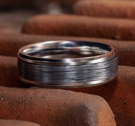 Benchmark Men's Wedding Bands 10 Men's Wedding Band, 7MM 14K White Gold and Tantalum