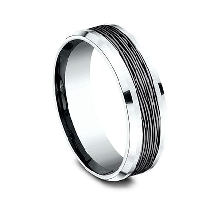 Benchmark Men's Wedding Bands 10 Men's Wedding Band, 7MM 14K White Gold and Tantalum