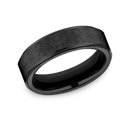 Benchmark Men's Wedding Bands 10 Men's Wedding Band, 7MM Black Titanium, Comfort Fit
