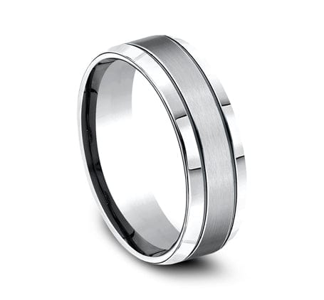 Benchmark Men's Wedding Bands 10 Men's Wedding Band, 7MM White Cobalt with Satin Center