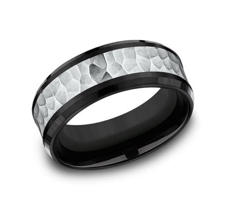 Benchmark Men's Wedding Bands 10 Men's Wedding Band, 8MM 14K White Gold and Black Titanium