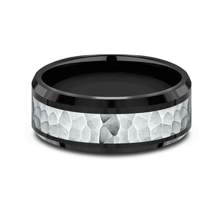 Benchmark Men's Wedding Bands 10 Men's Wedding Band, 8MM 14K White Gold and Black Titanium