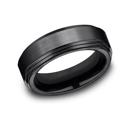 Benchmark Men's Wedding Bands 10 Men's Wedding Band, 8MM Black Titanium, Comfort Fit