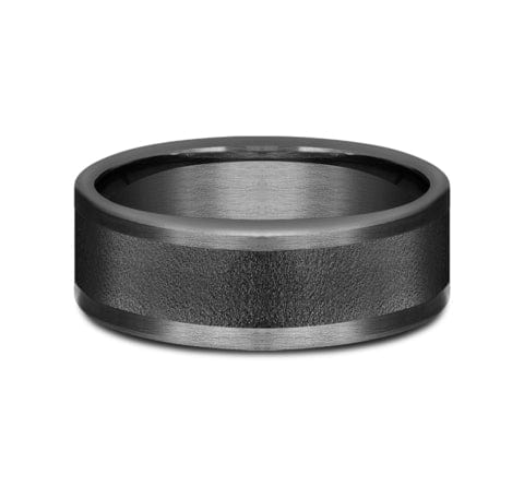 Benchmark Men's Wedding Bands 10 Men's Wedding Band, 8MM Darkened Tantalum Wire-Brushed Center