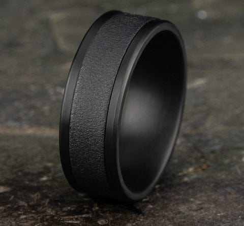 Benchmark Men's Wedding Bands 10 Men's Wedding Band, 8MM Darkened Tantalum Wire-Brushed Center