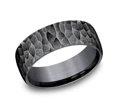 Benchmark Men's Wedding Bands 10 Men's Wedding Band, 8MM Hammered Tantalum