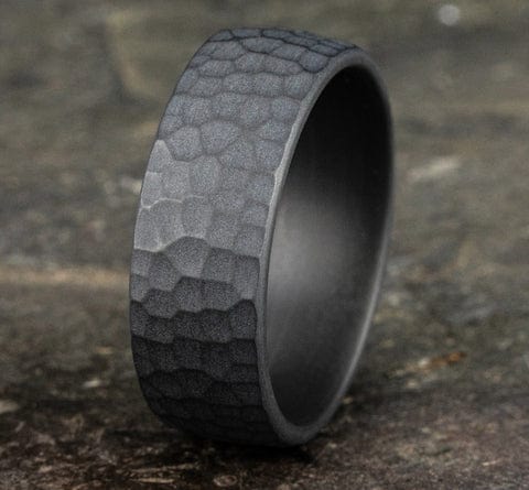 Benchmark Men's Wedding Bands 10 Men's Wedding Band, 8MM Hammered Tantalum
