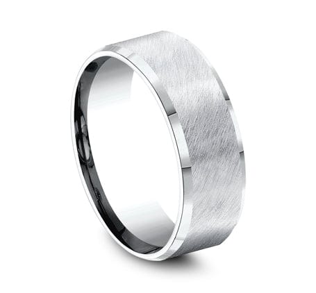 Benchmark Men's Wedding Bands 10 Men's Wedding Band, 8MM Satin Finish White Cobalt