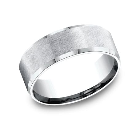 Benchmark Men's Wedding Bands 10 Men's Wedding Band, 8MM Satin Finish White Cobalt