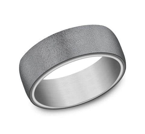 Benchmark Men's Wedding Bands 10 Men's Wedding Band, 8MM Tantalum and 14K White Gold