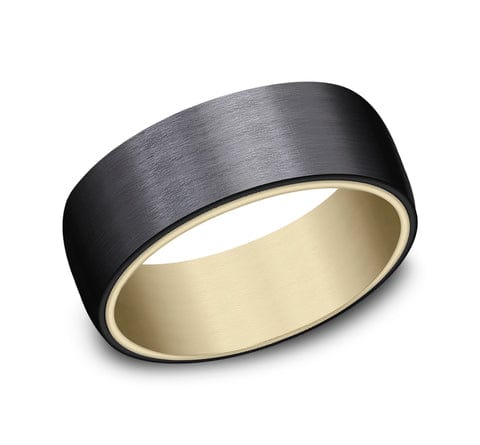 Benchmark Men's Wedding Bands 10 Men's Wedding Band, 8MM Tantalum with 14K Yellow Gold