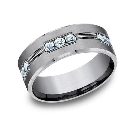 Benchmark Men's Wedding Bands 10 Men's Wedding Band, 8MM Tantalum with Lab Grown Diamonds