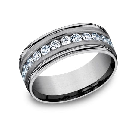 Benchmark Men's Wedding Bands 10 Men's Wedding Band, 8MM Tantalum with Lab Grown Diamonds