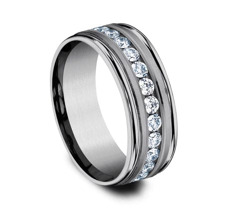 Benchmark Men's Wedding Bands 10 Men's Wedding Band, 8MM Tantalum with Lab Grown Diamonds