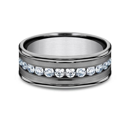 Benchmark Men's Wedding Bands 10 Men's Wedding Band, 8MM Tantalum with Lab Grown Diamonds
