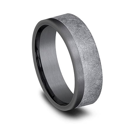 Benchmark Men's Wedding Bands 10 Men's Wedding Band, Grey and Darkened Tantalum