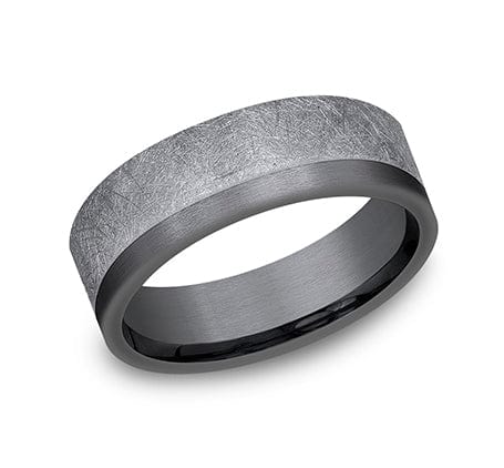 Benchmark Men's Wedding Bands 10 Men's Wedding Band, Grey and Darkened Tantalum