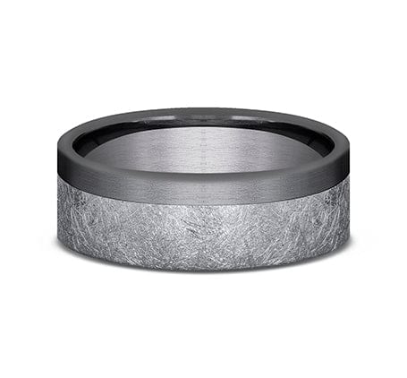 Benchmark Men's Wedding Bands 10 Men's Wedding Band, Grey and Darkened Tantalum