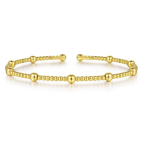 Gabriel & Co. Bracelets 14K Yellow Gold Flexible Beaded Bangle