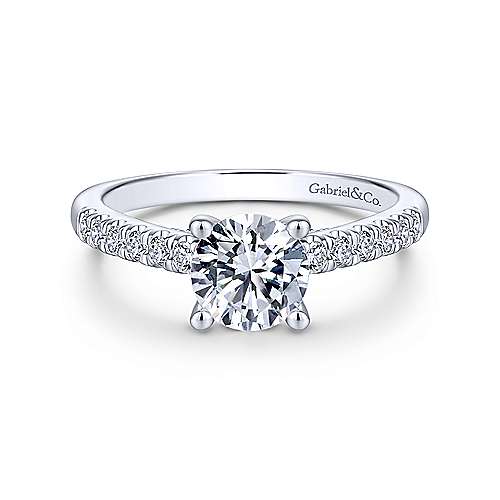 Gabriel & Co. Engagement Rings 6.5 14K White Gold Round Diamond Engagement Ring