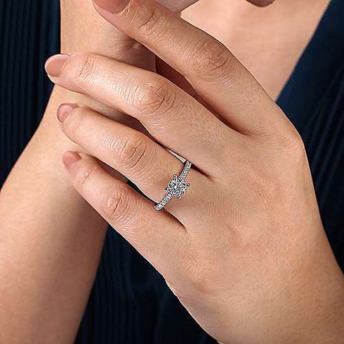 Gabriel & Co. Engagement Rings 6.5 14K White Gold Round Diamond Engagement Ring