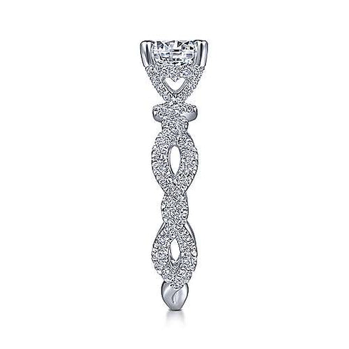 Gabriel & Co. Engagement Rings 6.5 14K White Gold Twisted Round Diamond Engagement Ring