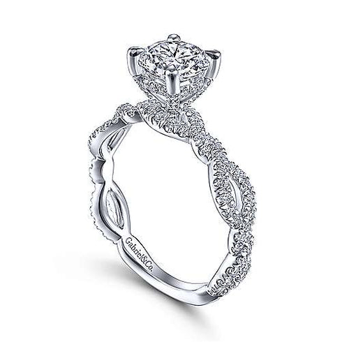 Gabriel & Co. Engagement Rings 6.5 14K White Gold Twisted Round Diamond Engagement Ring