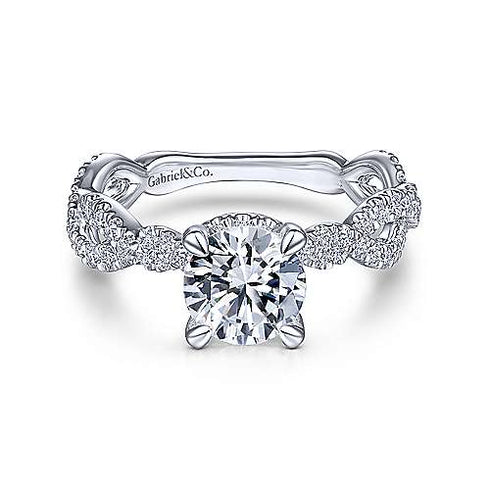 Gabriel & Co. Engagement Rings 6.5 14K White Gold Twisted Round Diamond Engagement Ring