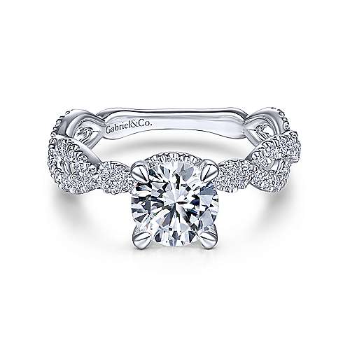 Gabriel & Co. Engagement Rings 6.5 14K White Gold Twisted Round Diamond Engagement Ring