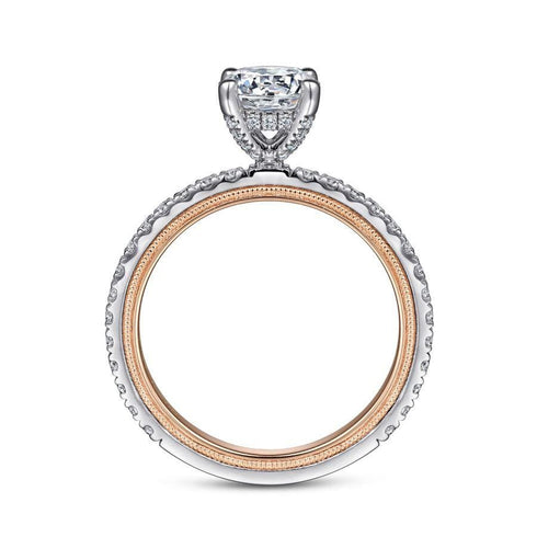 Gabriel & Co. Engagement Rings 6.5 Mounting Only, 14K White-Rose Gold Round Diamond Engagement Ring