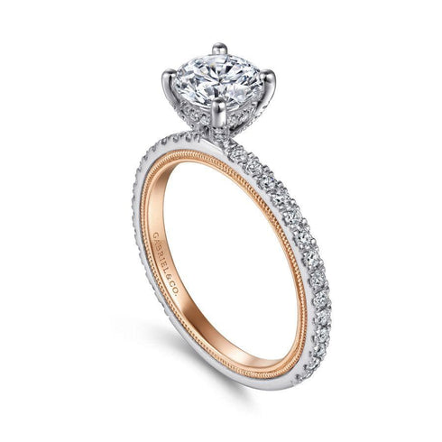 Gabriel & Co. Engagement Rings 6.5 Mounting Only, 14K White-Rose Gold Round Diamond Engagement Ring