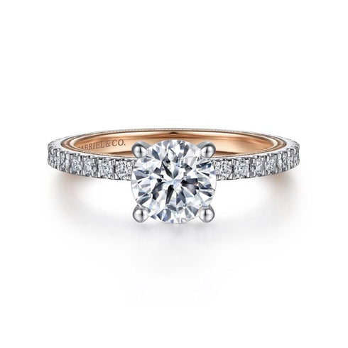 Gabriel & Co. Engagement Rings 6.5 Mounting Only, 14K White-Rose Gold Round Diamond Engagement Ring