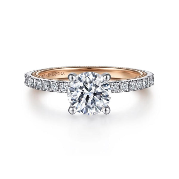 Gabriel & Co. Engagement Rings 6.5 Mounting Only, 14K White-Rose Gold Round Diamond Engagement Ring