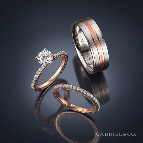 Gabriel & Co. Engagement Rings 6.5 Mounting Only, 14K White-Rose Gold Round Diamond Engagement Ring