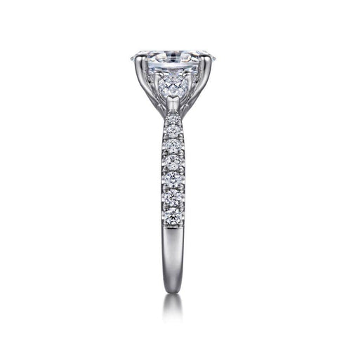 Gabriel & Co. Engagement Rings Mounting Only, White Gold Oval Three Stone Diamond Engagement Ring