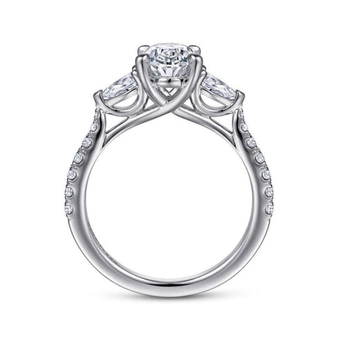 Gabriel & Co. Engagement Rings Mounting Only, White Gold Oval Three Stone Diamond Engagement Ring