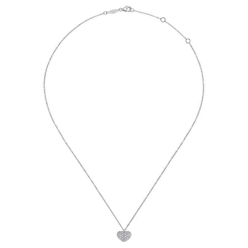 Gabriel & Co. Necklaces 14K White Gold Pave Diamond Encrusted Heart Necklace