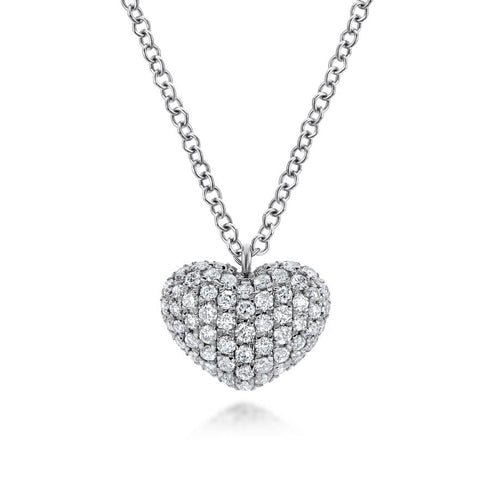 Gabriel & Co. Necklaces 14K White Gold Pave Diamond Encrusted Heart Necklace