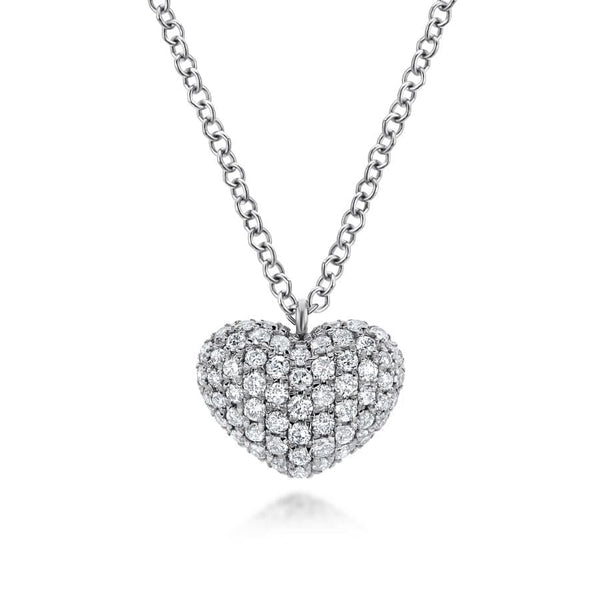 Gabriel & Co. Necklaces 14K White Gold Pave Diamond Encrusted Heart Necklace