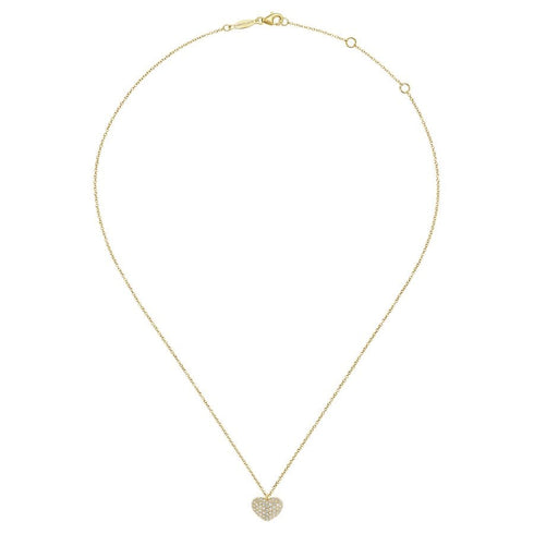 Gabriel & Co. Necklaces 14K Yellow Gold Pave Diamond Encrusted Heart Necklace