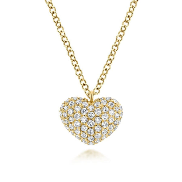 Gabriel & Co. Necklaces 14K Yellow Gold Pave Diamond Encrusted Heart Necklace